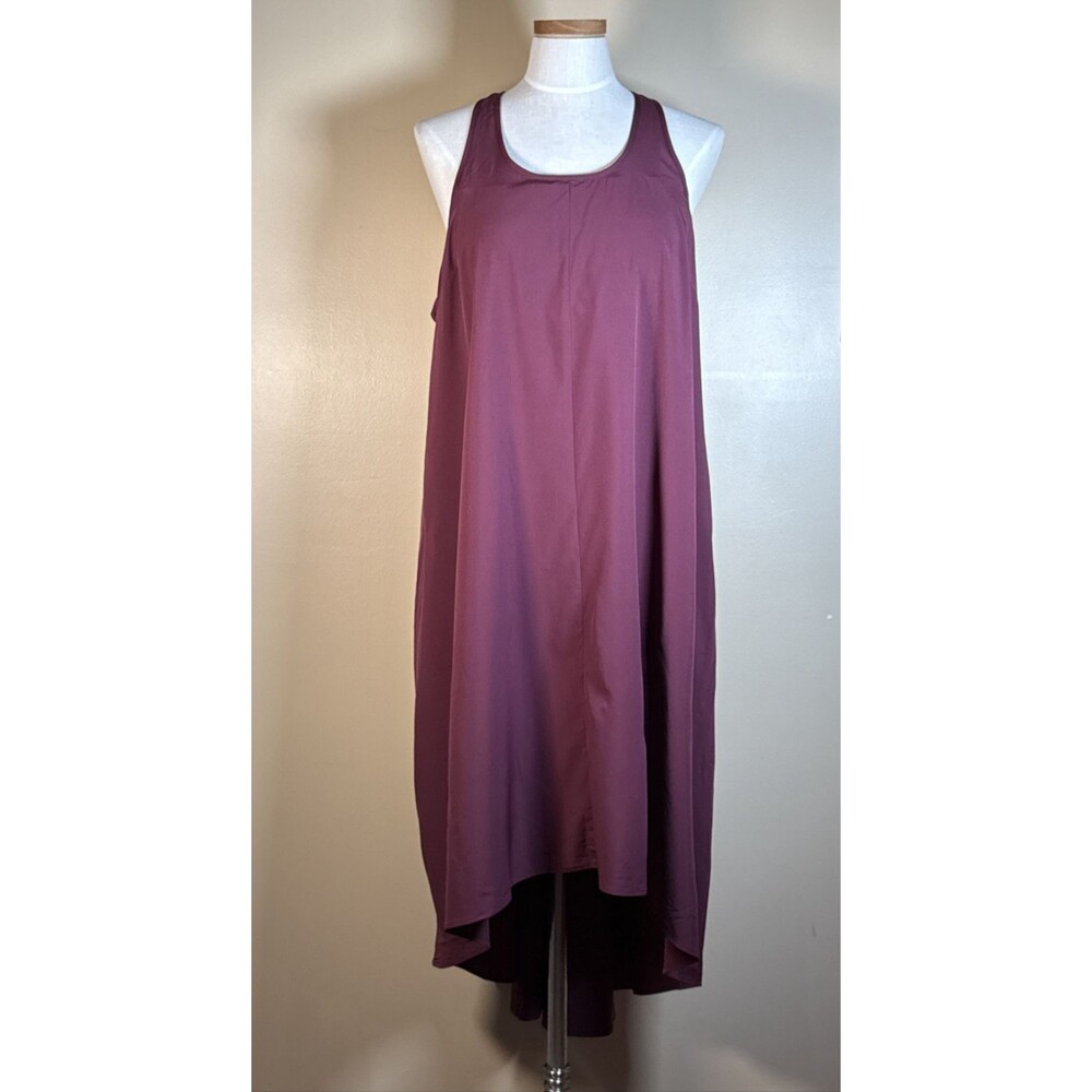 Halara Breezeful Backless Racerback Midi Dress Womens XL Burgundy Quick Dry NWT